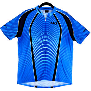 Louis Garneau Men's Cycling Bike Riding Jersey Blue Striped Half Zip Up Sz S/M